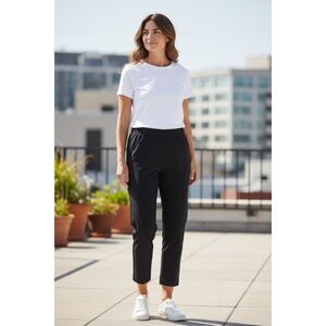 Anthropologie Black Legging Trousers Women’s Size L Stretch Pull‑On, Ankle Zips